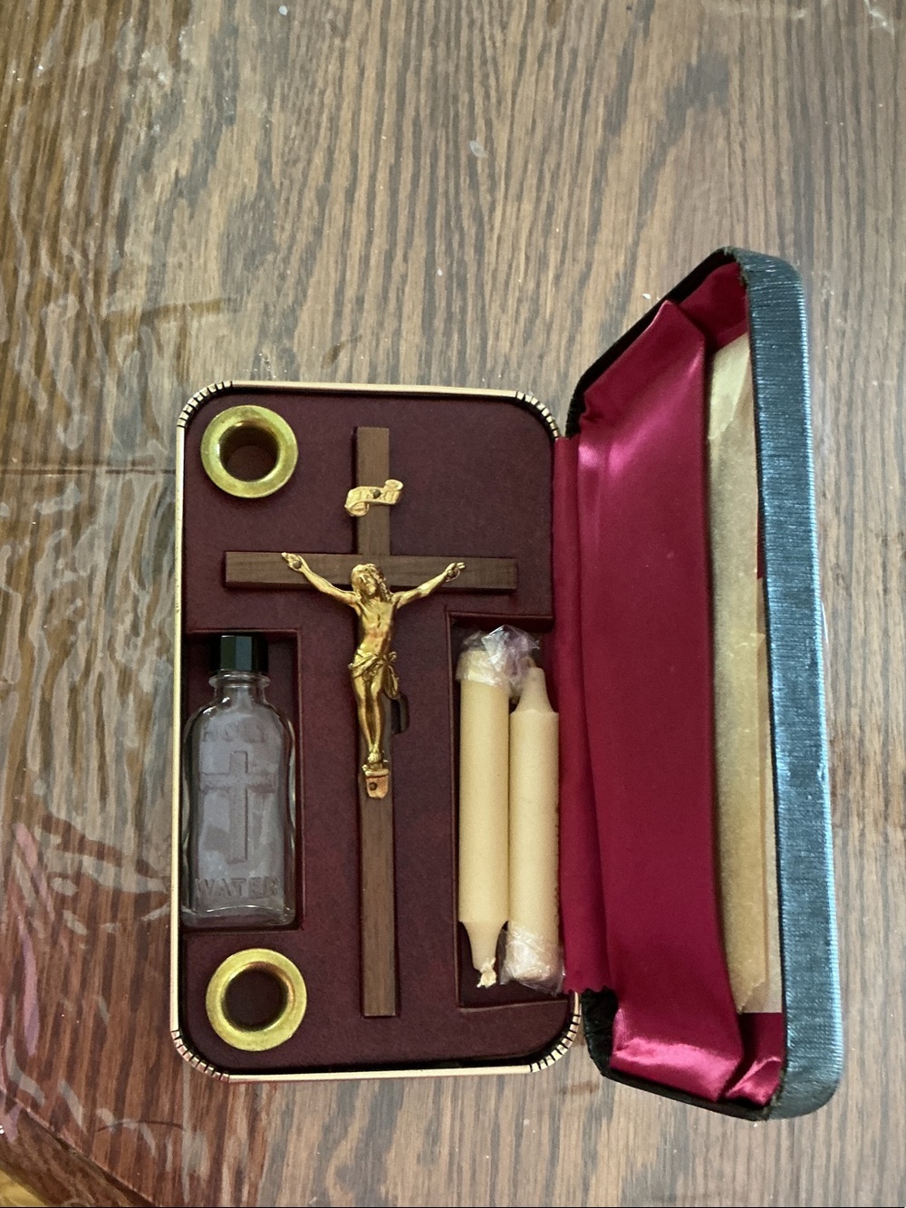 vintage Catholic "last rites" set for administering sacraments at home Portable